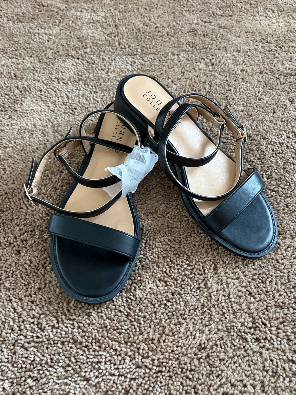 Journee Collection Black Multi-Strap Women's Sandals